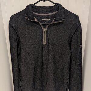 Manduka Mens Thermal Run/Walk/Warmup Pullover- Size S Dark Grey